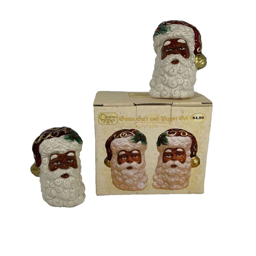 Vtg Santa Salt Pepper Shaker Christmas Victorian 2 Piece Set Opulence In Box 2"